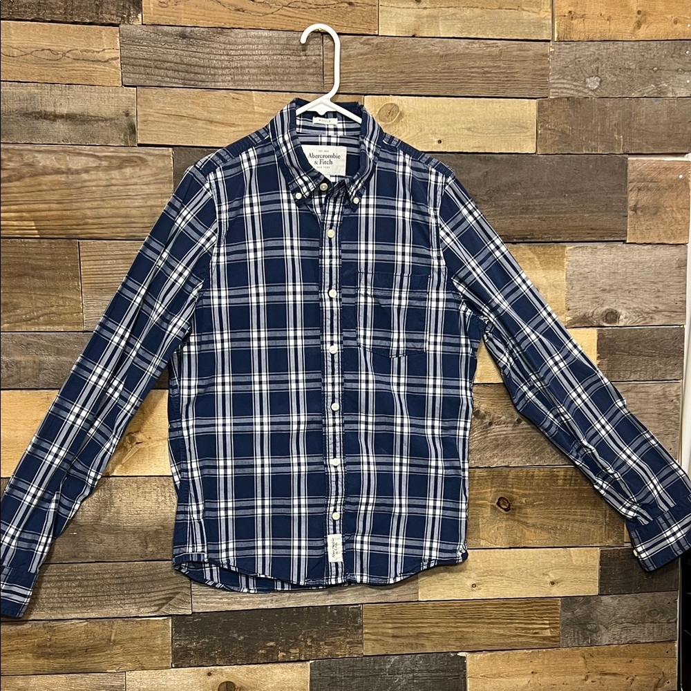 Abercrombie & Fitch Navy Checkered/plaid Casual Shirt